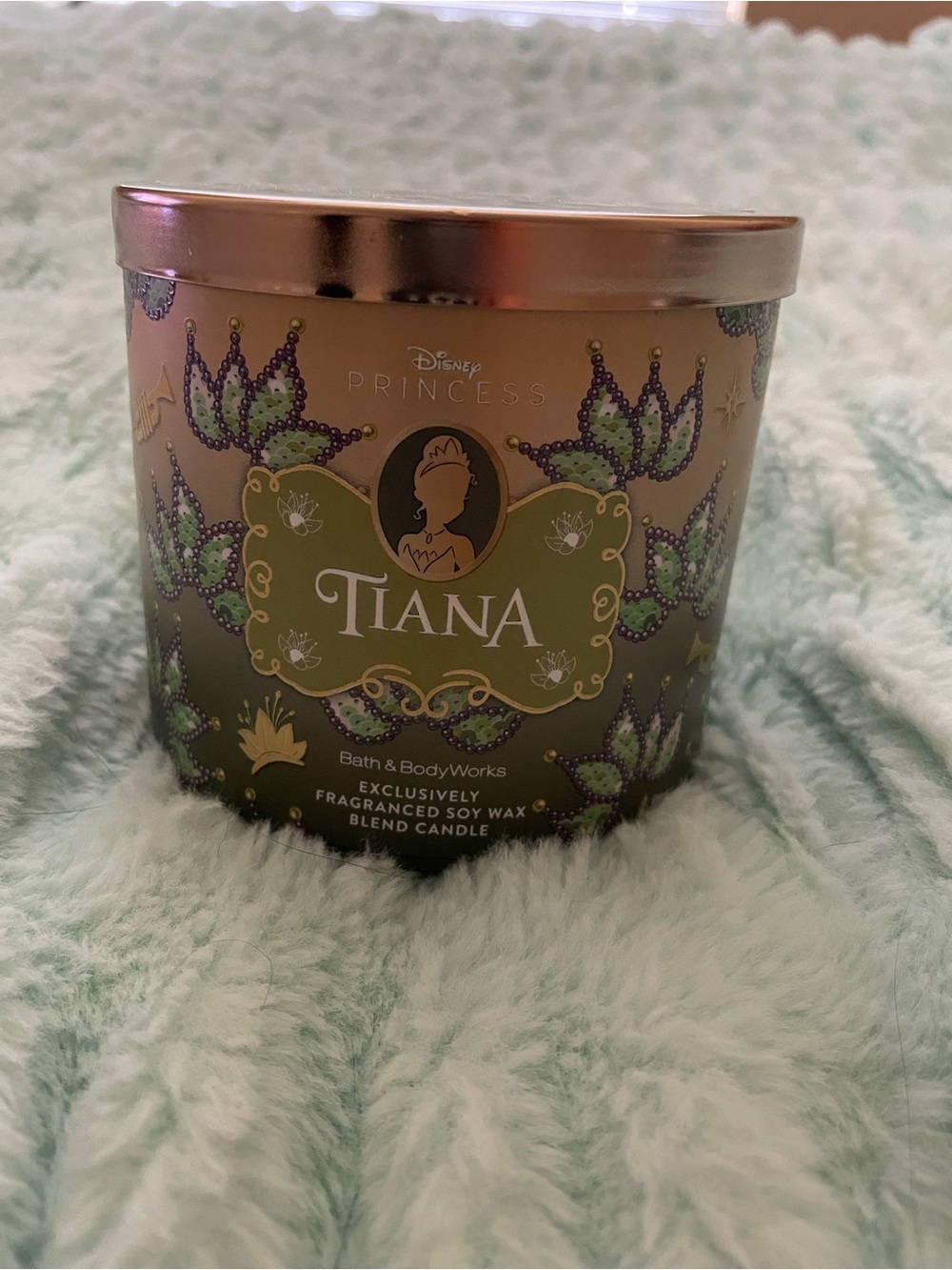 Bath & Body Works Tiana Scented Candle – Green with Purple Accents